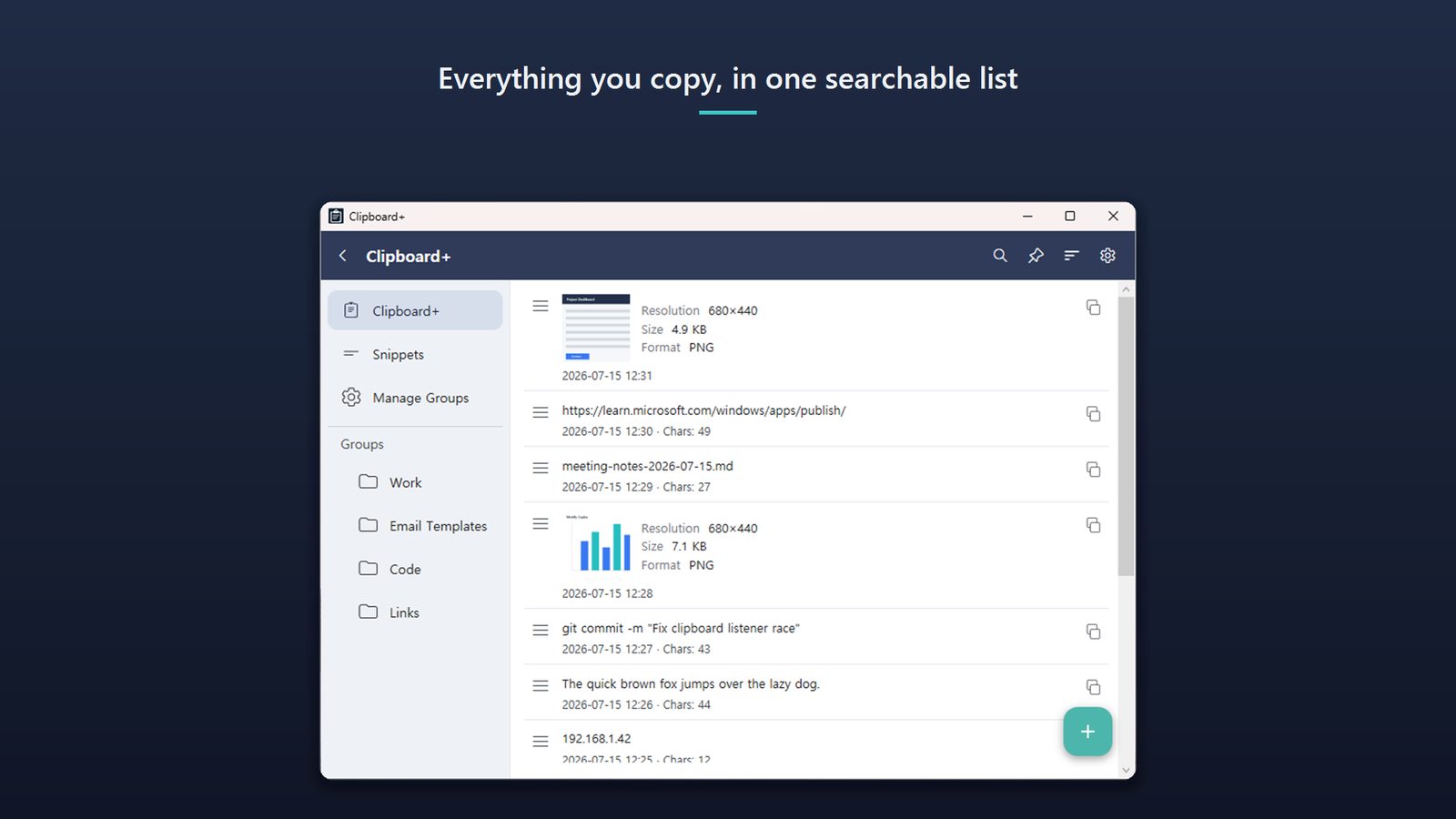 Clipboard+ for Windows Screenshots 1