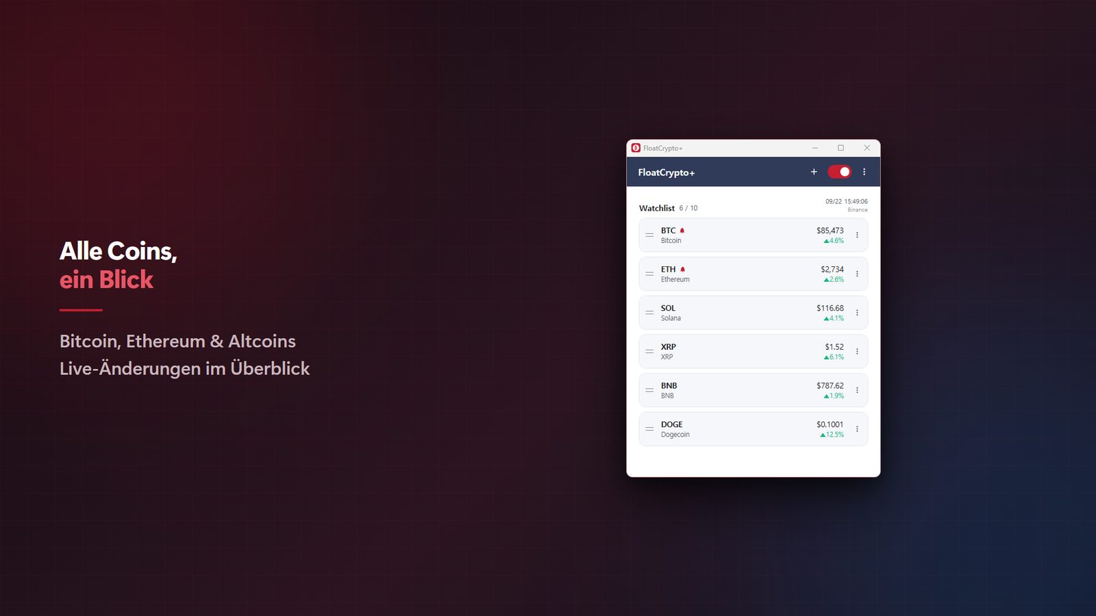 FloatCrypto+ for Windows Screenshots 2