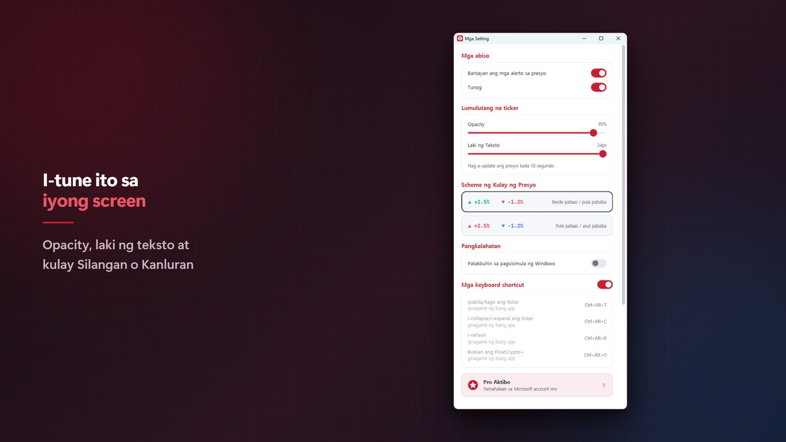 FloatCrypto+ for Windows Mga Screenshot 5