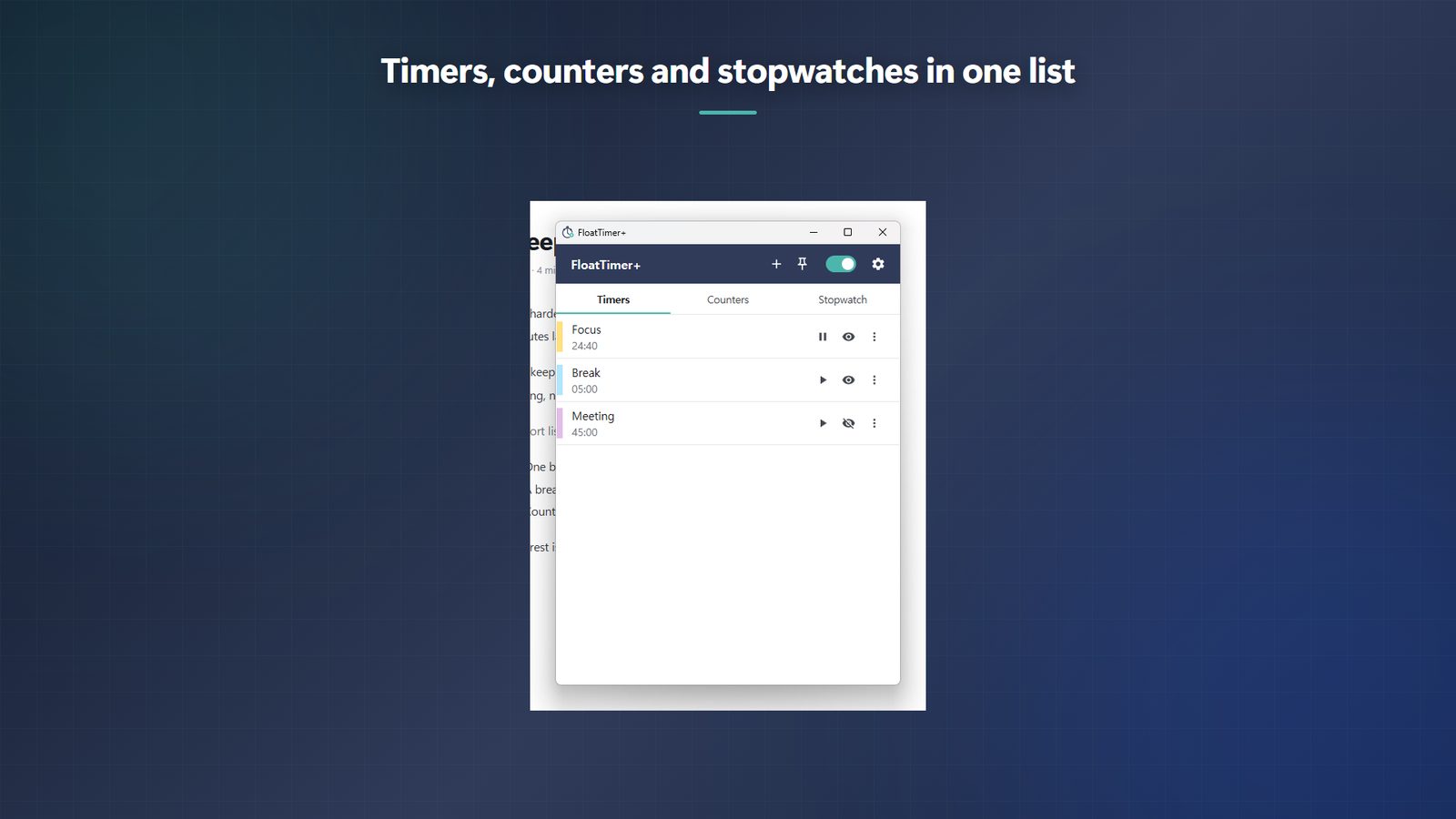 FloatTimer+ for Windows स्क्रीनशॉट 2