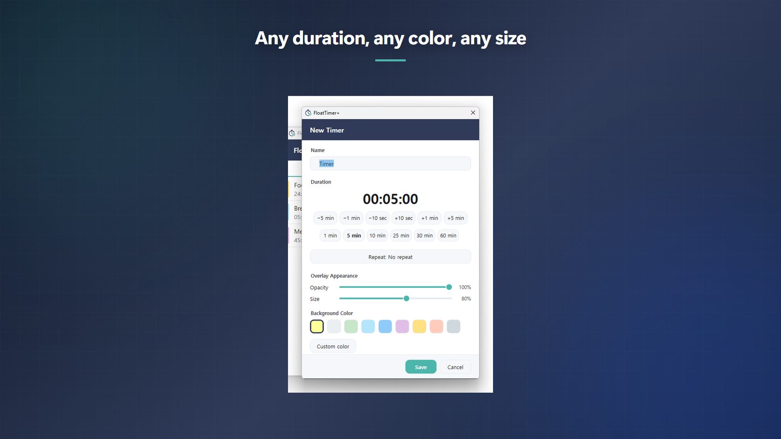 FloatTimer+ for Windows स्क्रीनशॉट 3