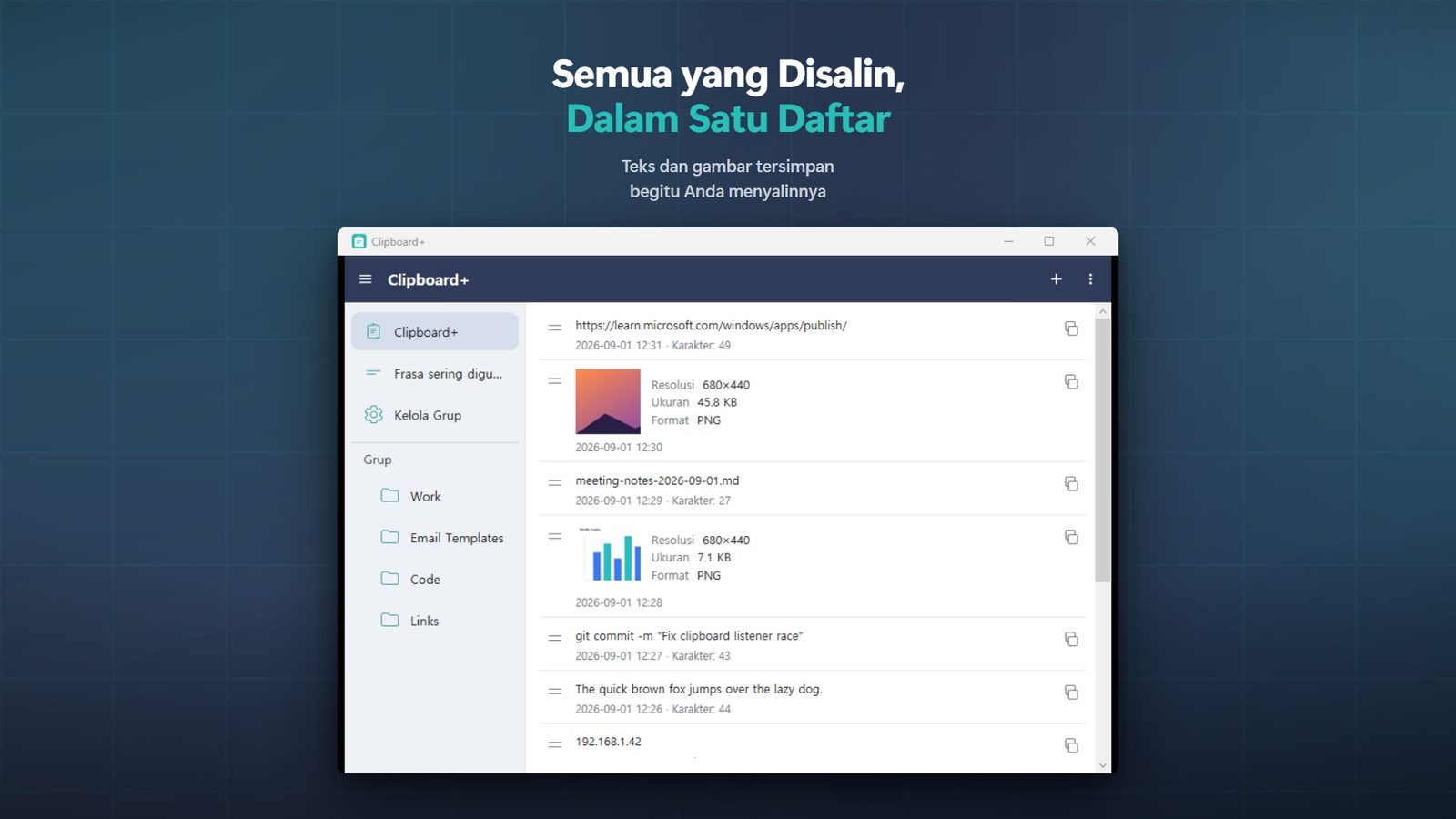 Clipboard+ for Windows Tangkapan Layar 1