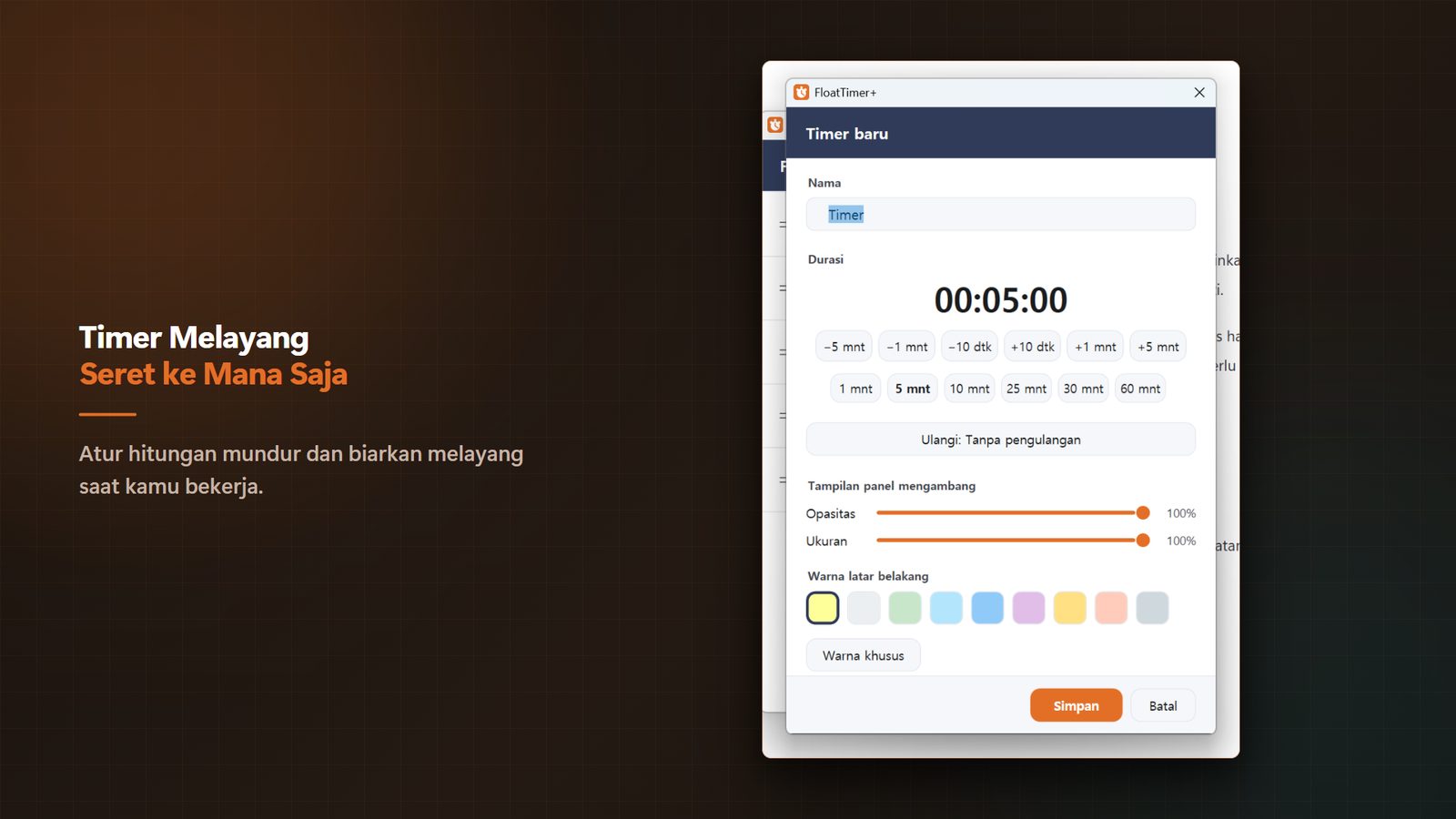 FloatTimer+ for Windows Tangkapan Layar 3