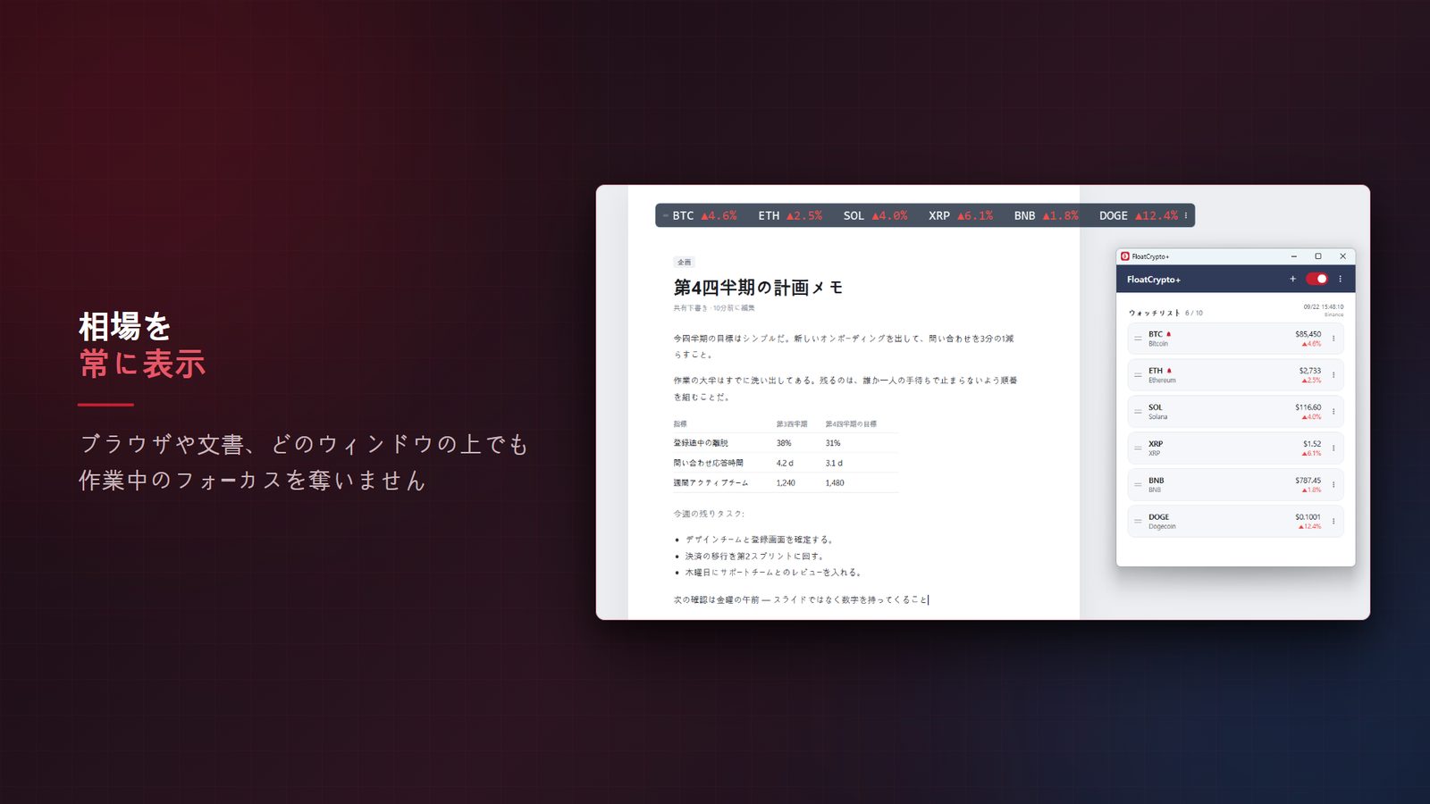 FloatCrypto+ for Windows スクリーンショット 1