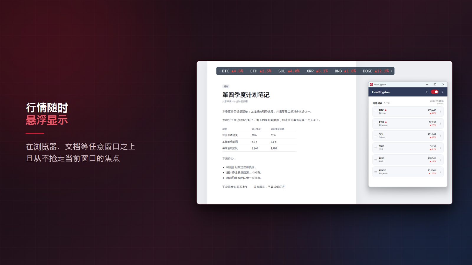 FloatCrypto+ for Windows 截图 1